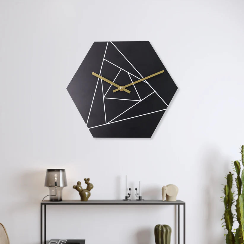 Modern Hexagon Geometric Wall Clock – Stylish Home Decor (1 Pc)