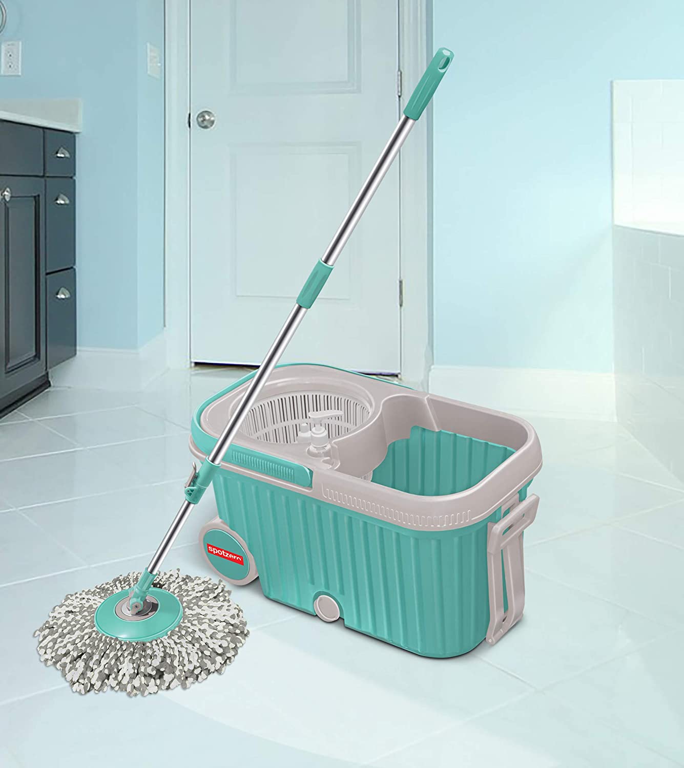 Spin Mop with Big Wheels & Auto Fold Handle – 360° Cleaning Mop