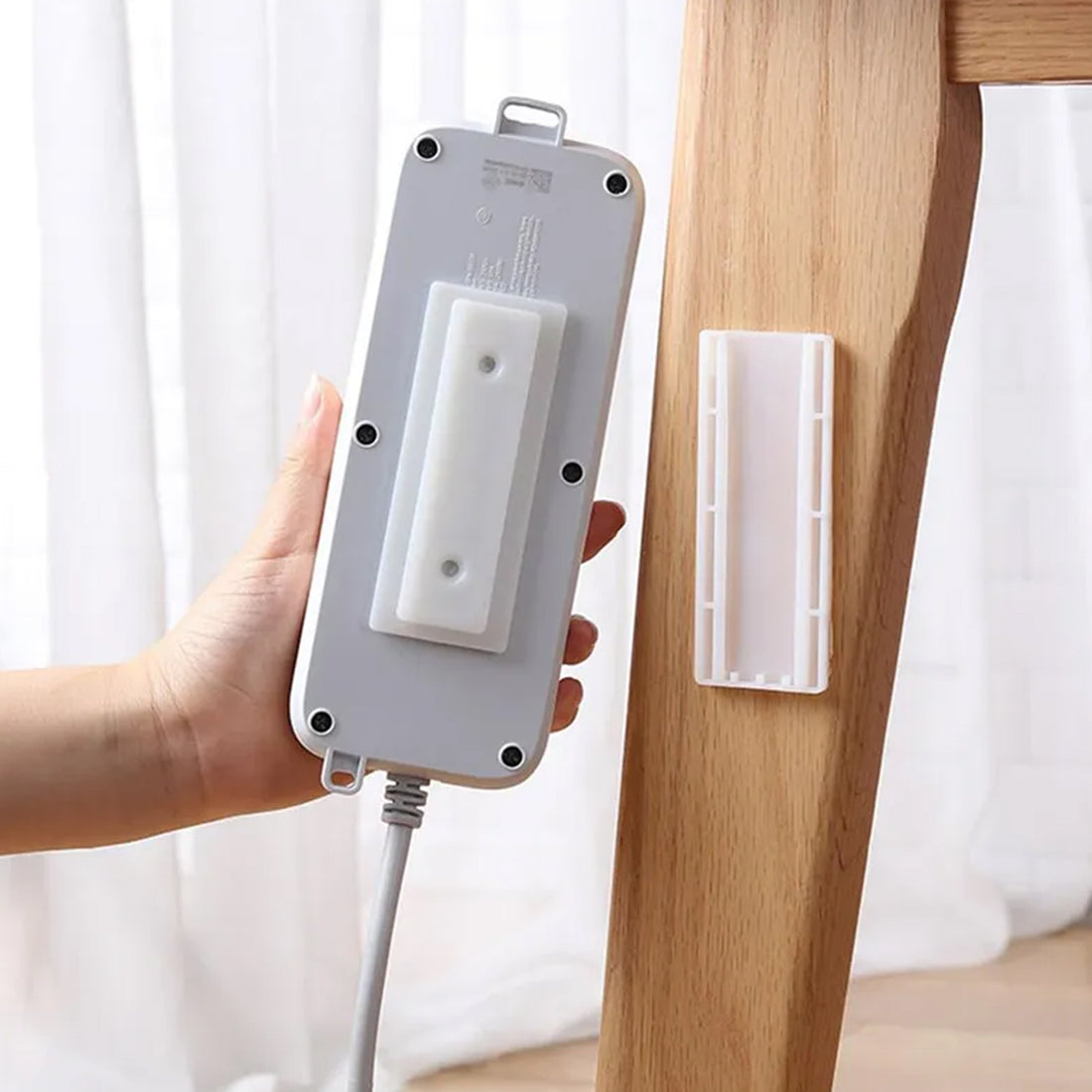 Self-Adhesive Wall Mount Plug Organizer - Reusable, No Residue