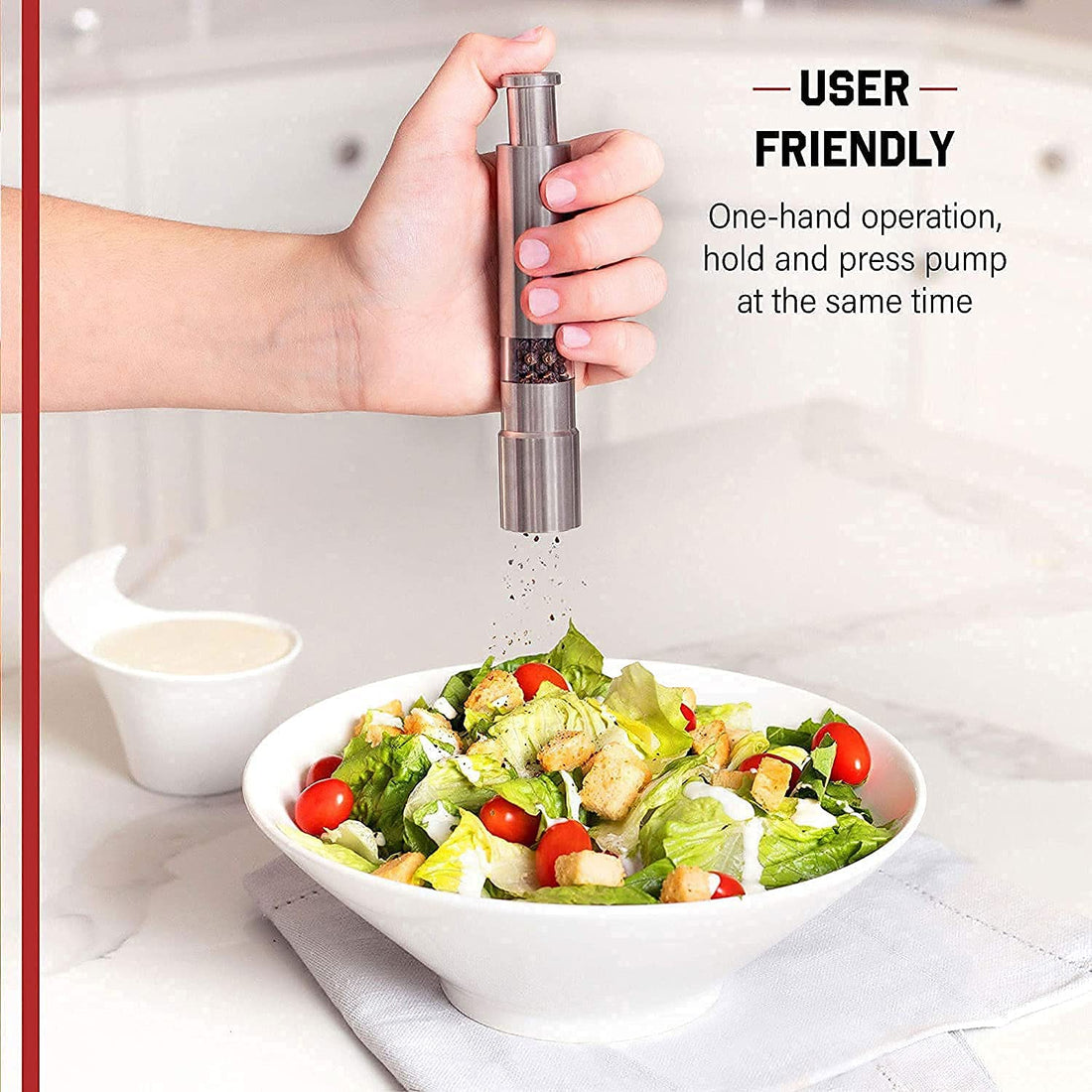 Stainless Steel Thumb Presser Salt & Pepper Grinder – Single Piece