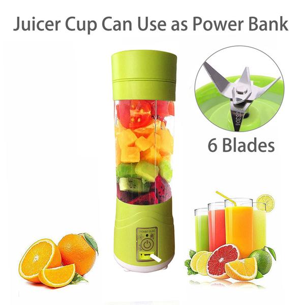 Portable USB Electric Juicer – 6 Blades, Protein Shaker (1 Pc)