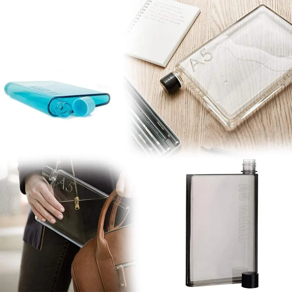 A5 Size Notebook Water Bottle – Slim Plastic Design Any Color - fiveend.com