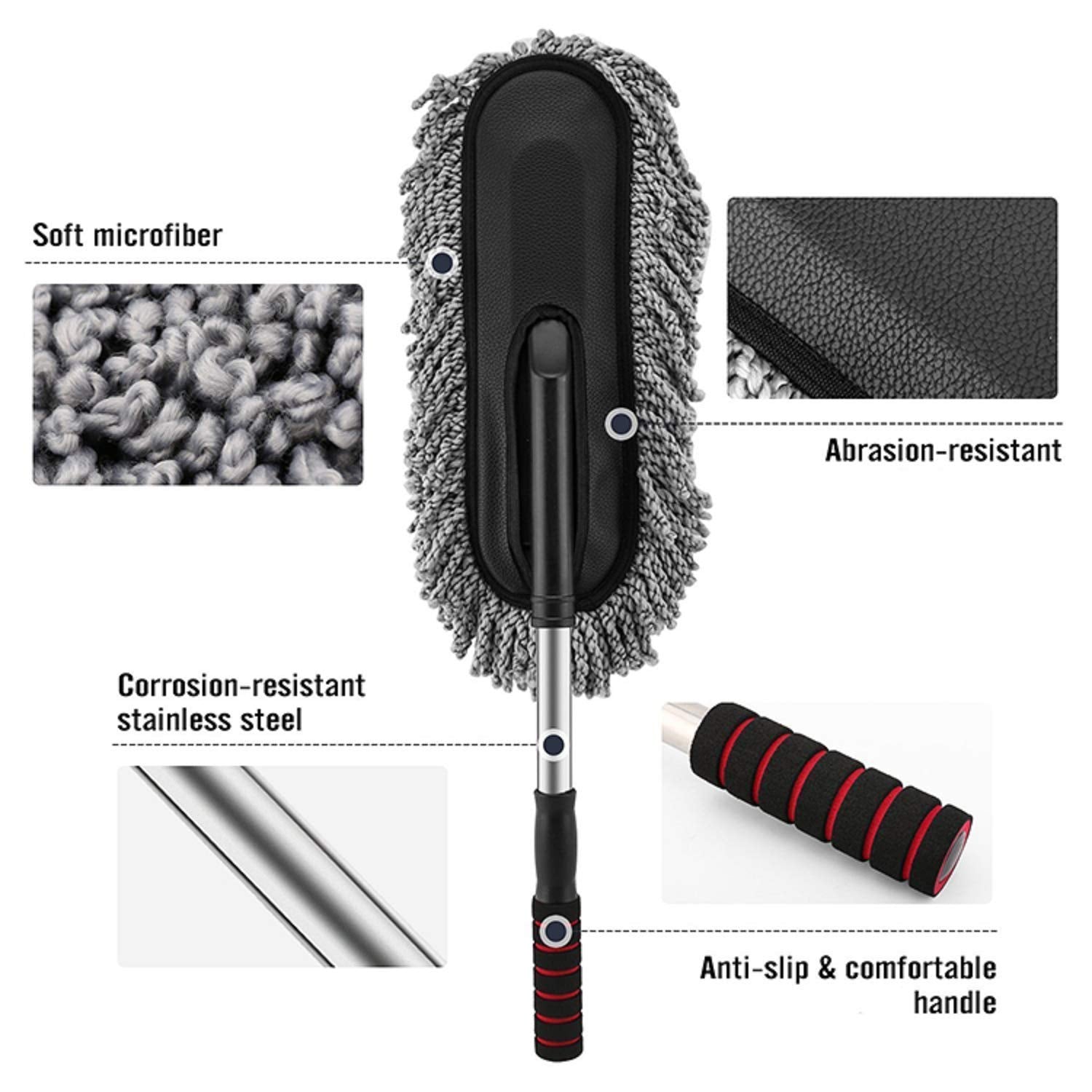 Car Duster with Retractable Soft Handle – Microfiber Cleaning Kit