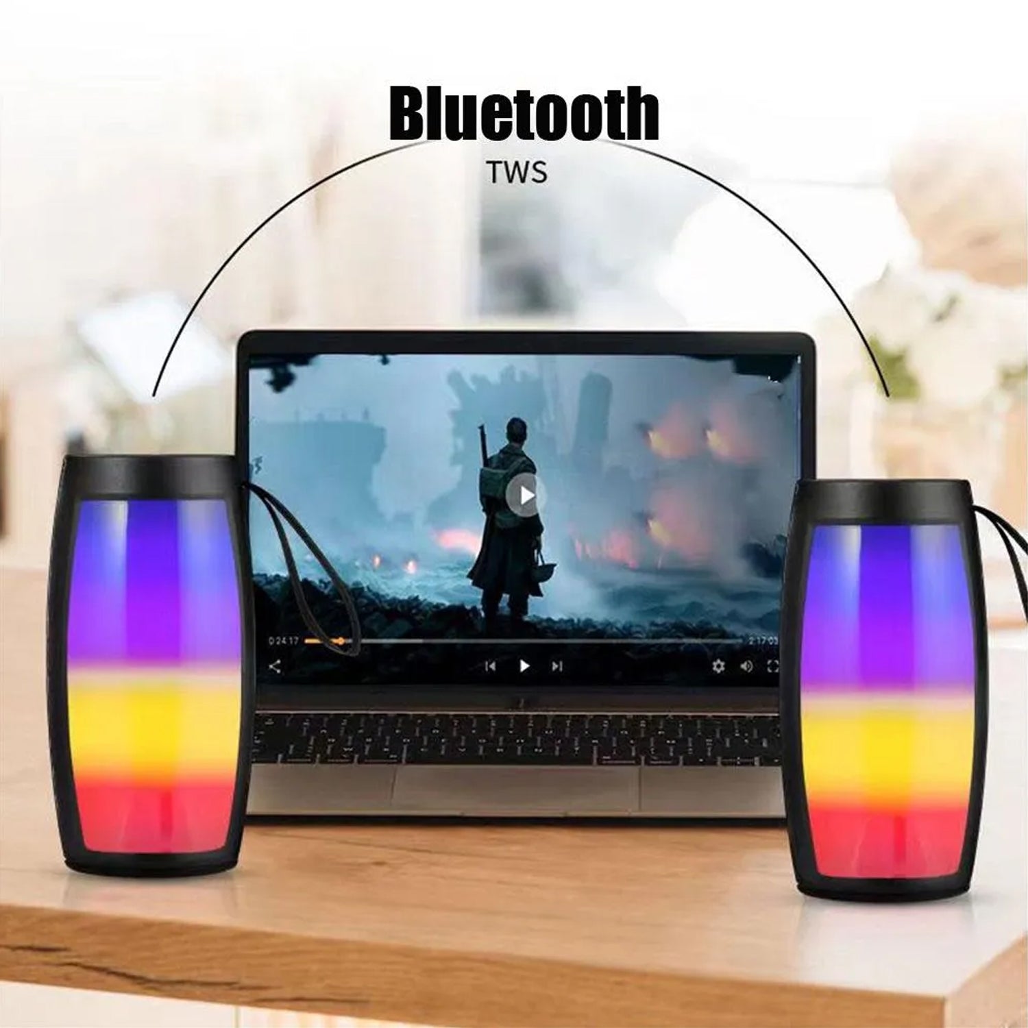 Portable Bluetooth Speaker with Disco Lights for Travel & Party