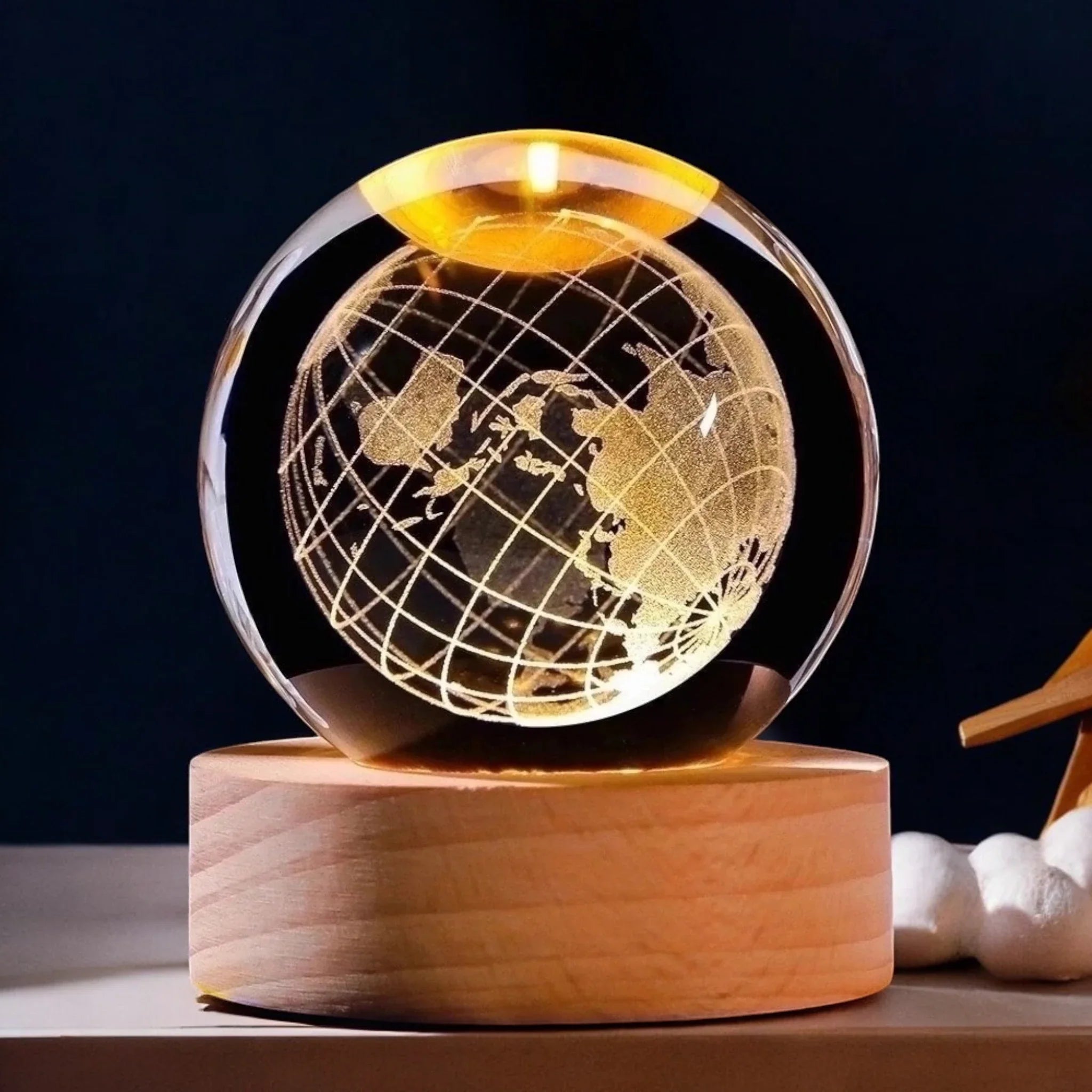EARTH 3D Crystal Ball – World Globe Glass Sphere for Home & Office Decor