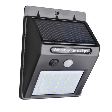 Solar Security LED Night Light - 20 LED, Outdoor Wall Light (Black)