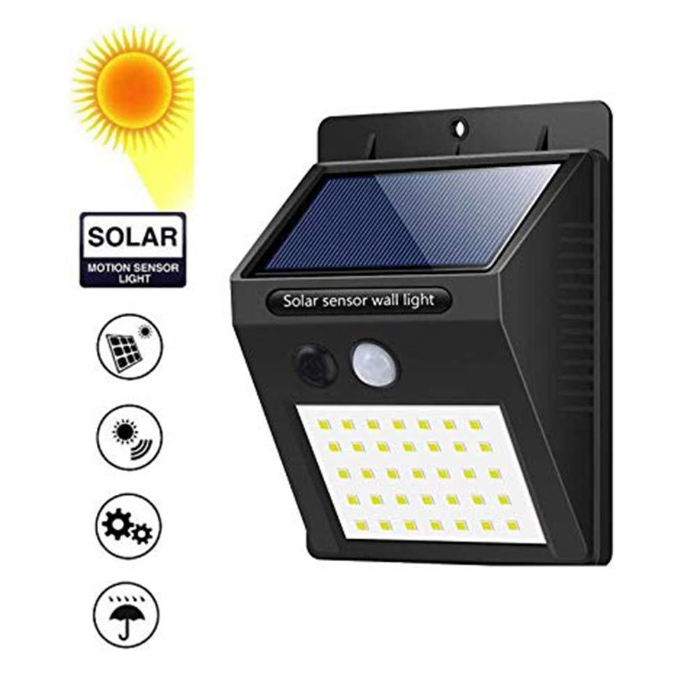 Solar Security LED Night Light - 20 LED, Outdoor Wall Light (Black)
