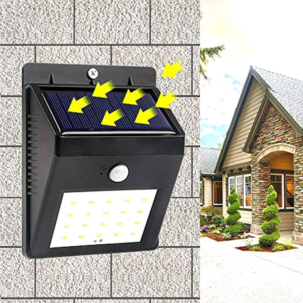 Solar Security LED Night Light - 20 LED, Outdoor Wall Light (Black)