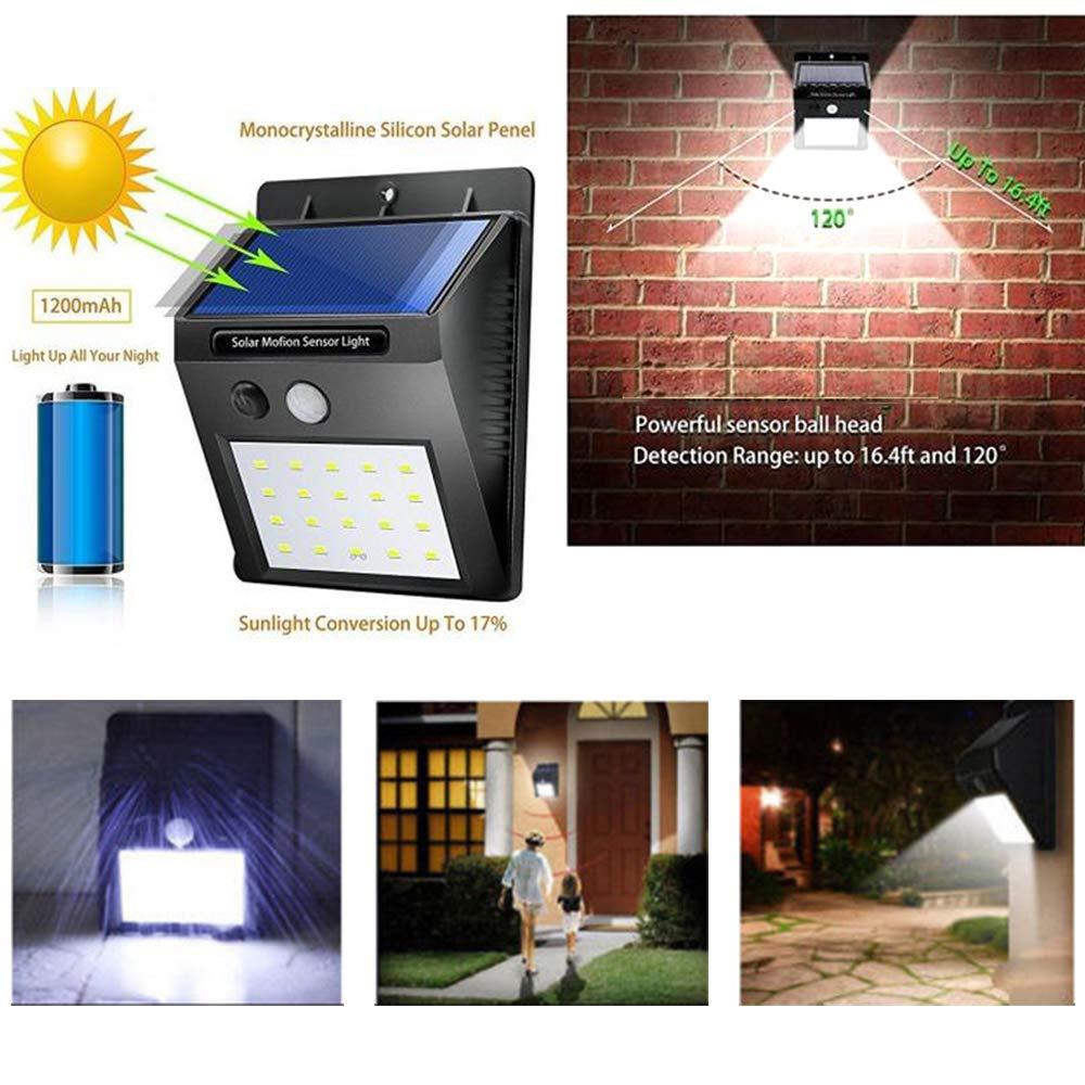 Solar Security LED Night Light - 20 LED, Outdoor Wall Light (Black)