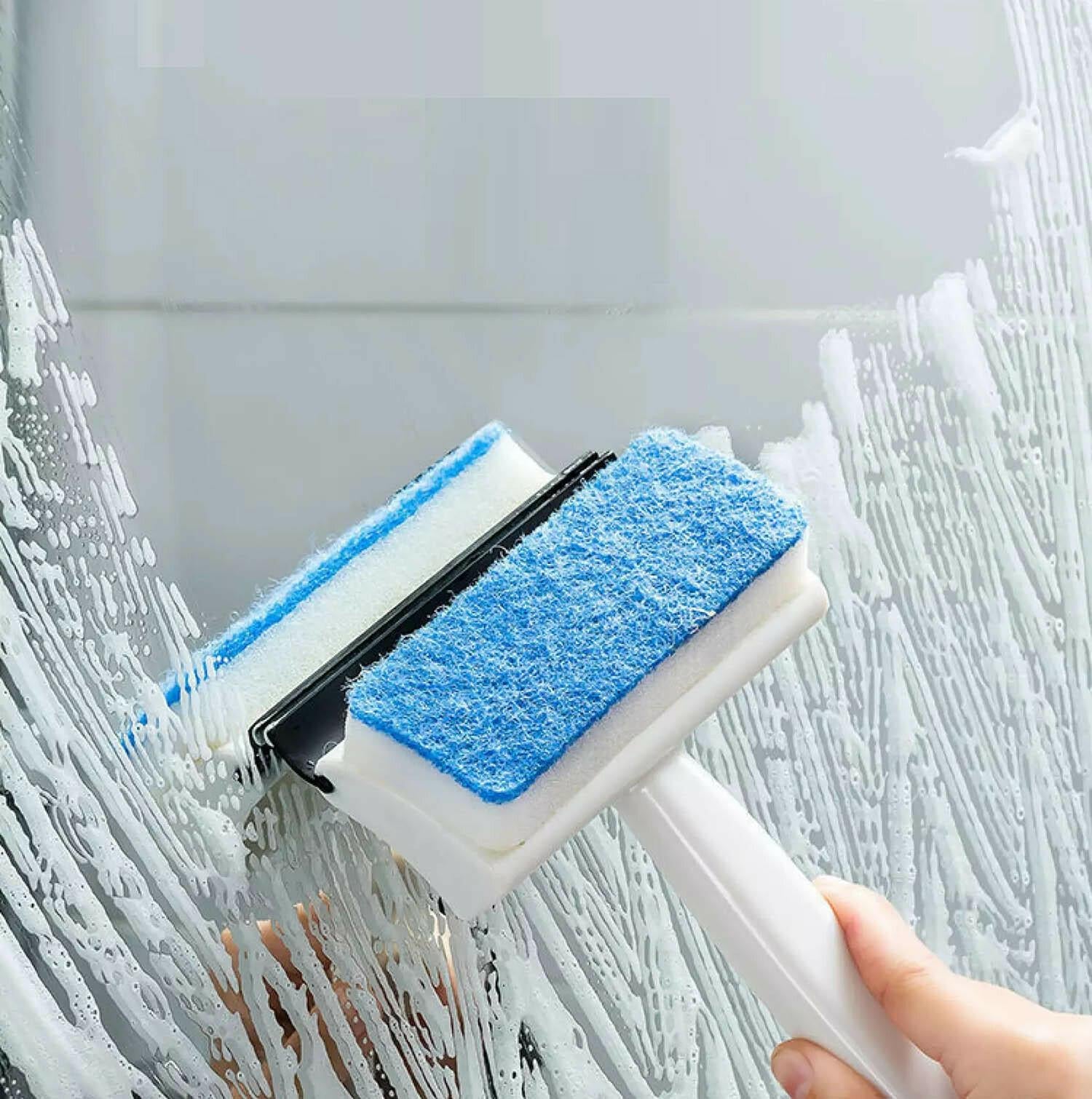 2-in-1 Glass Wiper & Cleaning Brush – Double-Sided for Tiles & Windows