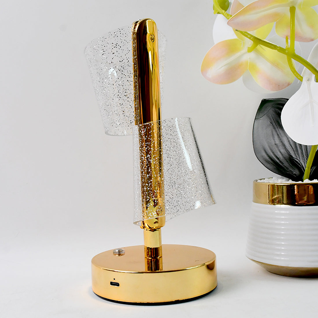 Modern Luxury Crystal LED Table Lamp – Double Shade Design (1 Pc)