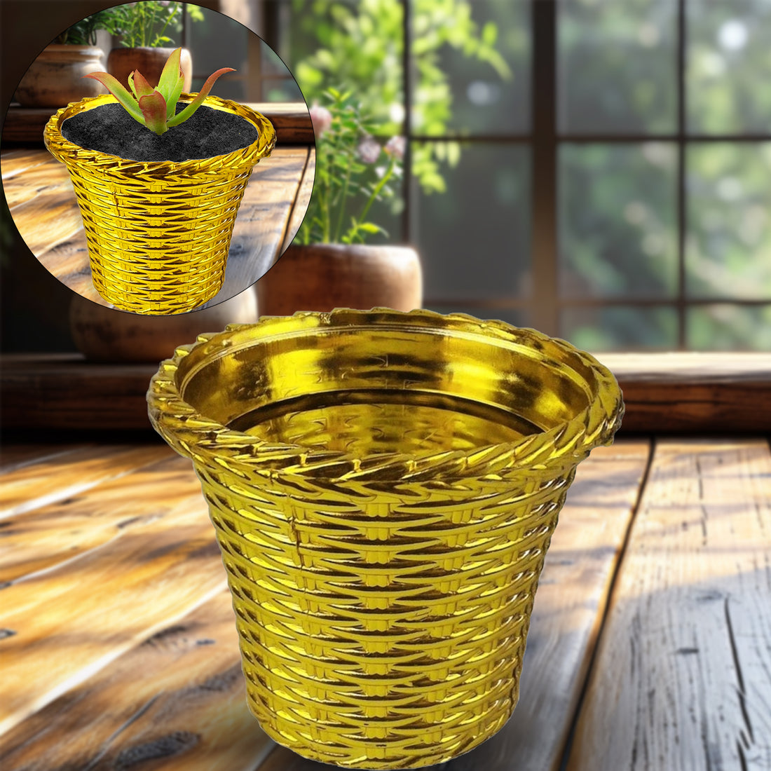 Plastic Valencia Flower in Pot – Home & Outdoor Decor (1 Pc)