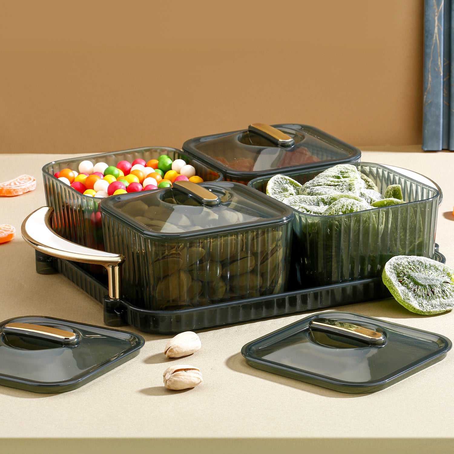 Luxury Delight 4-Piece Dry Fruit Storage Box Set – Elegant Design