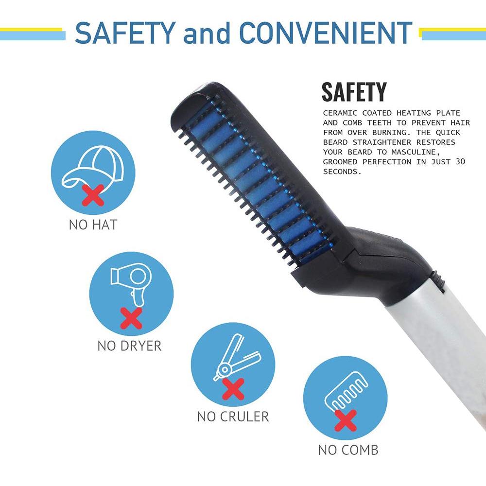 Men’s Beard & Hair Curling Straightener – Modelling Comb Tool
