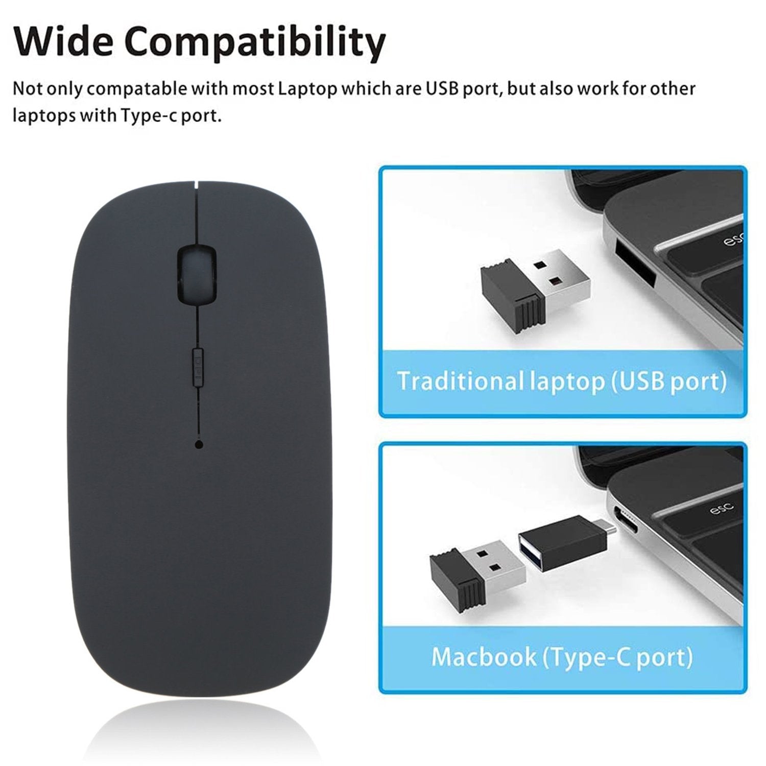 Wireless Mouse for Laptop, PC, Mac, iPad Pro & Computer (1 Pc)