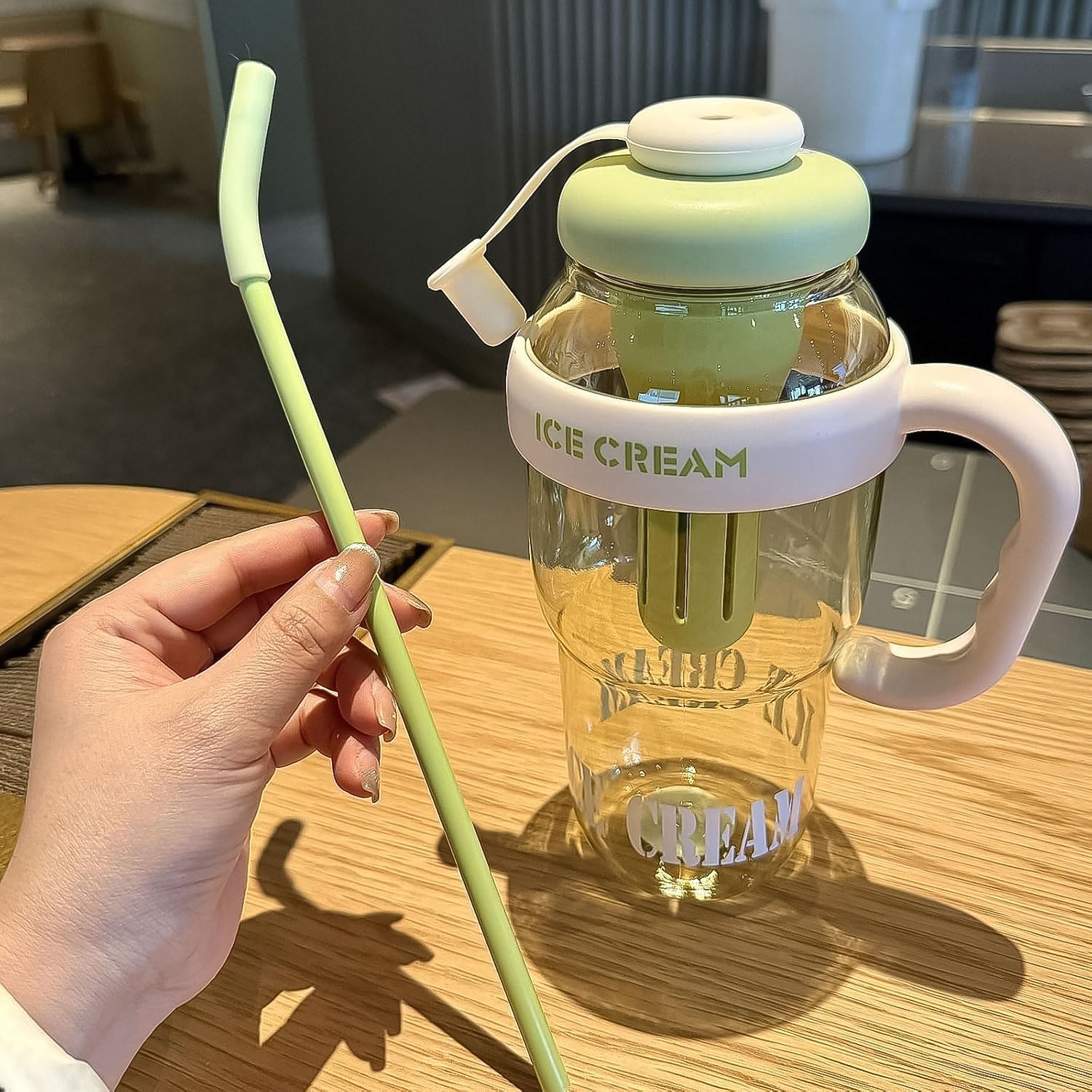 1300ml Large Ice Cream Water Bottle with Straw & Fruit Infuser