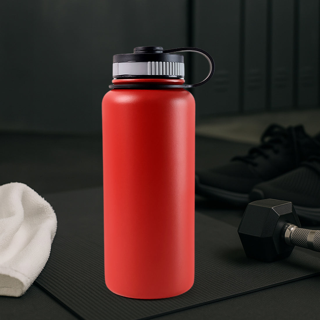 Red Stainless Steel 1L Vacuum Insulated Water Bottle – Double Wall