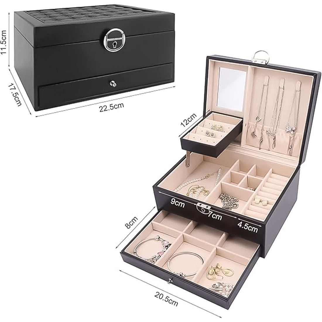 Multi-Layer Jewelry Organizer Box with Compartments