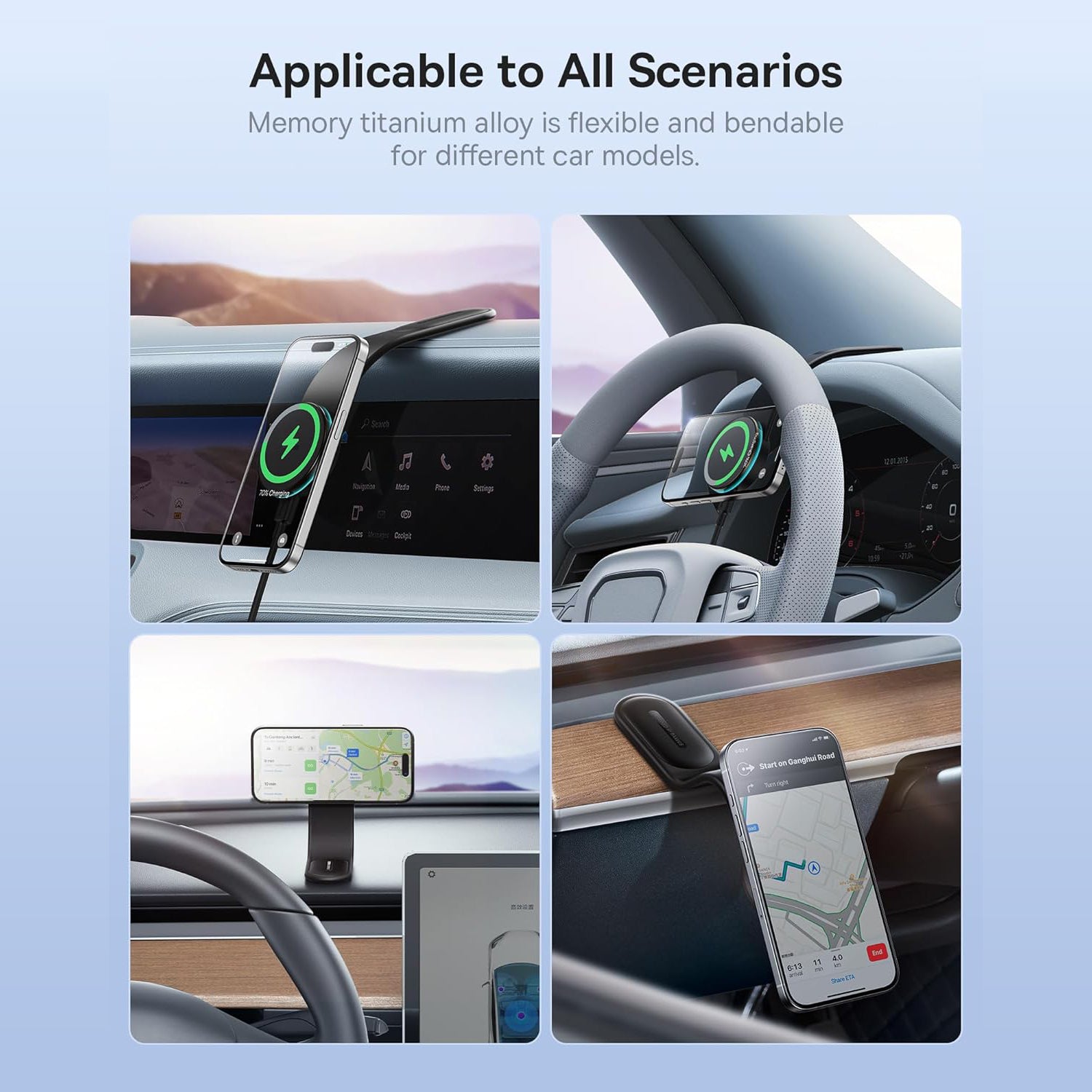 15W Wireless Car Charger & Phone Holder Mount – Fast Charging (1 Set)