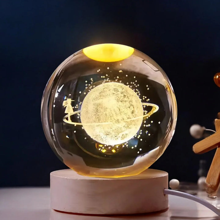 Moon with Astronaut 3D Crystal Ball – Unique Galaxy Gift & Decor