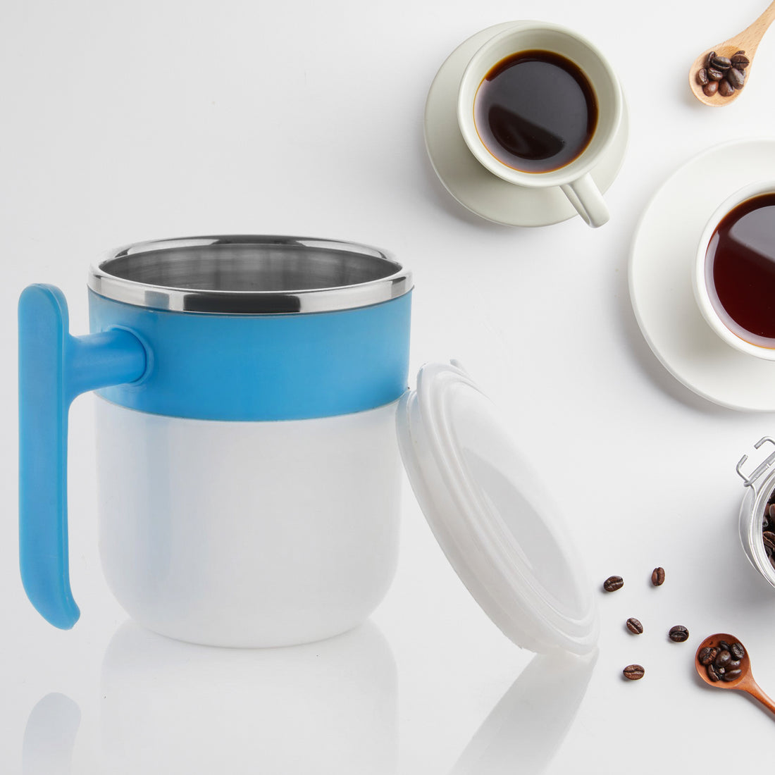 Stainless Steel Insulated Coffee Mug with Lid – Double Wall (1 Pc)