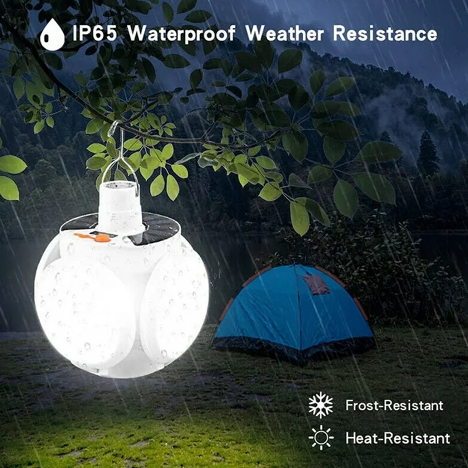 Solar LED Emergency Light Bulb – USB Rechargeable, 5 Modes, IP65 Waterproof