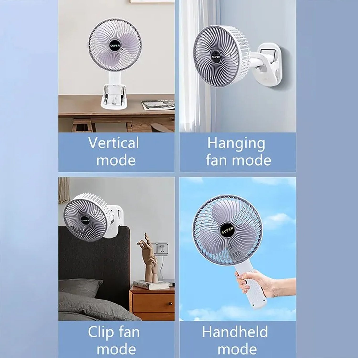 Portable USB Desk Fan with Clip, Multifunctional Fan for Home & Office (1 Pc)