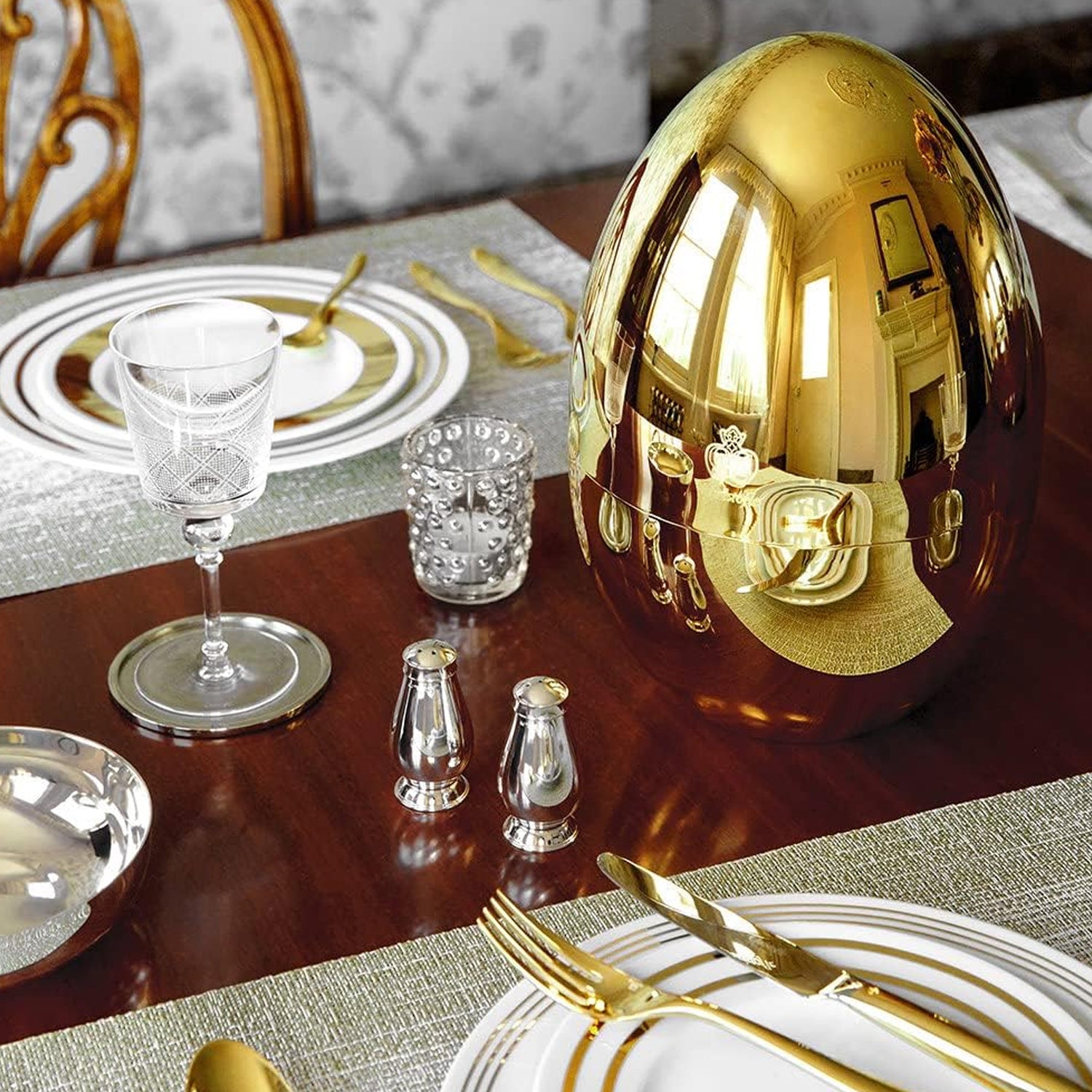 Premium 24 Pcs Cutlery Set with Oval Stand – Golden Luxury Set
