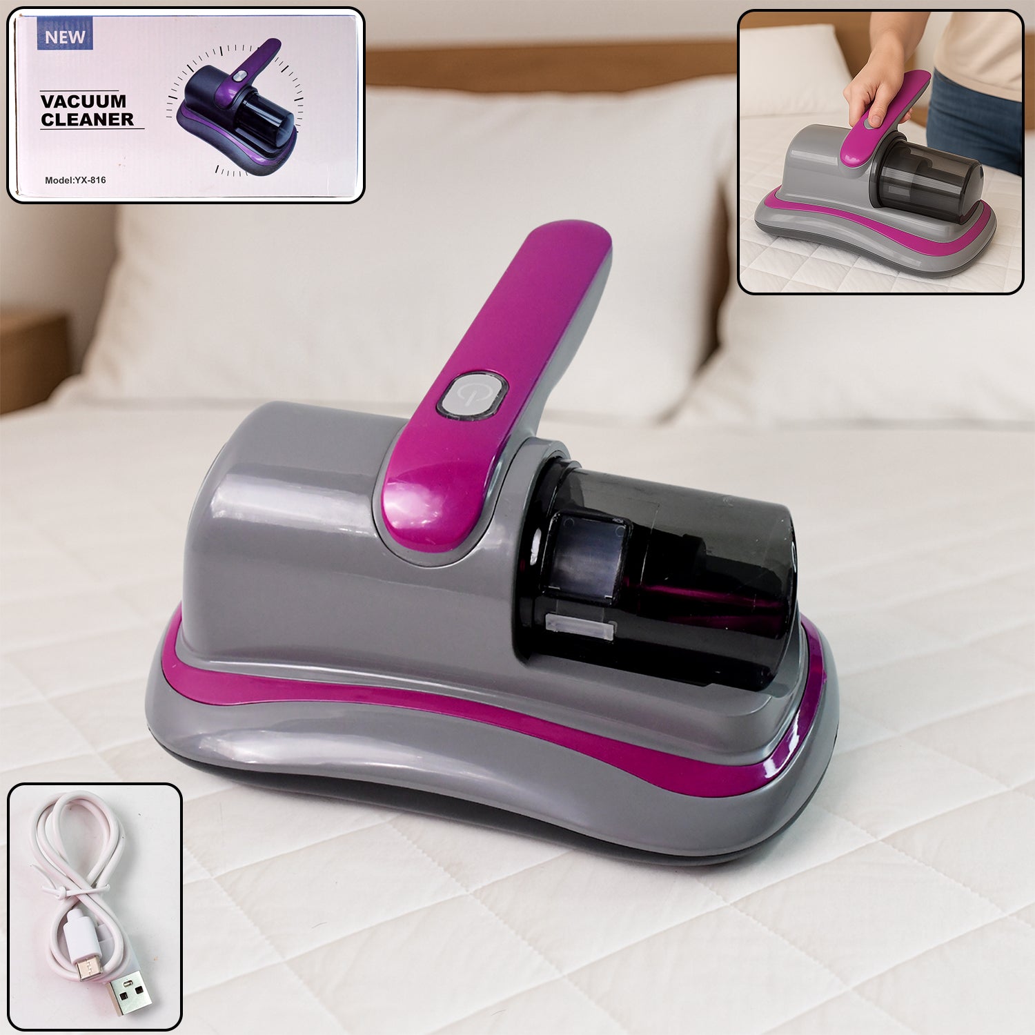 Powerful Suction Handheld Vacuum Cleaner - Cordless, Low Noise