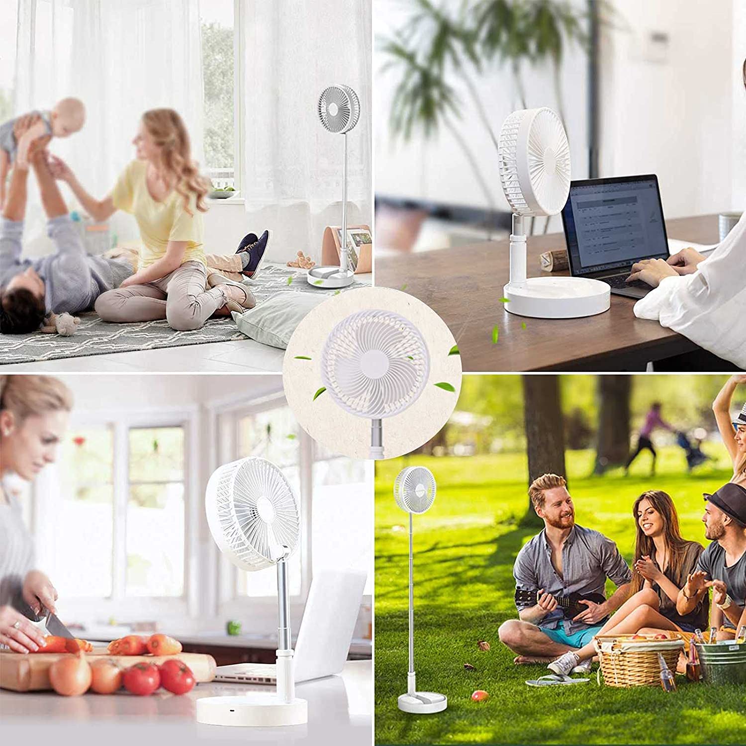 Telescopic Foldable Desktop Fan – Height Adjustable, Silent & Portable