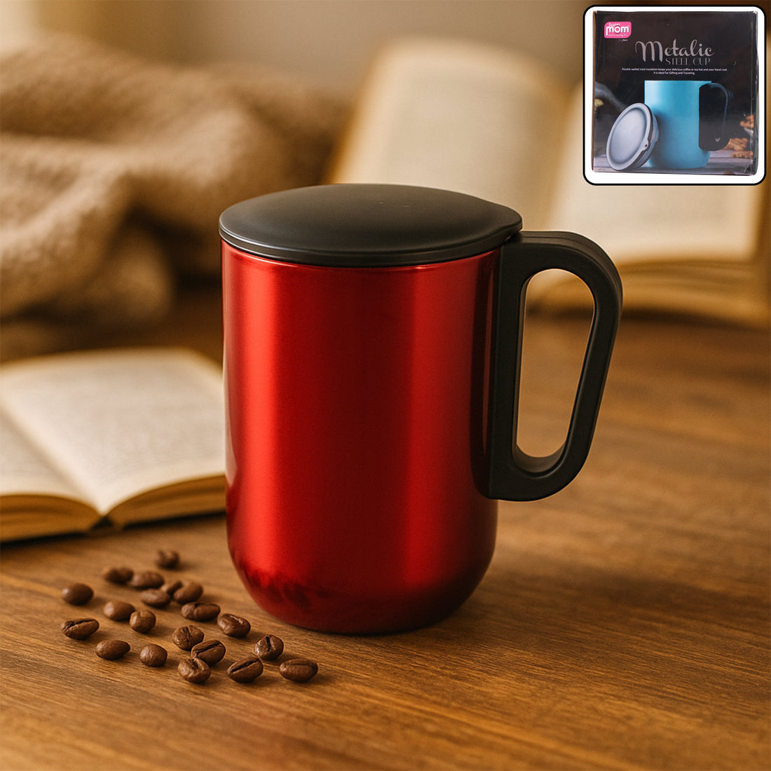 Stainless Steel Coffee Mug – Metallic Finish, 300ml (1 Pc)