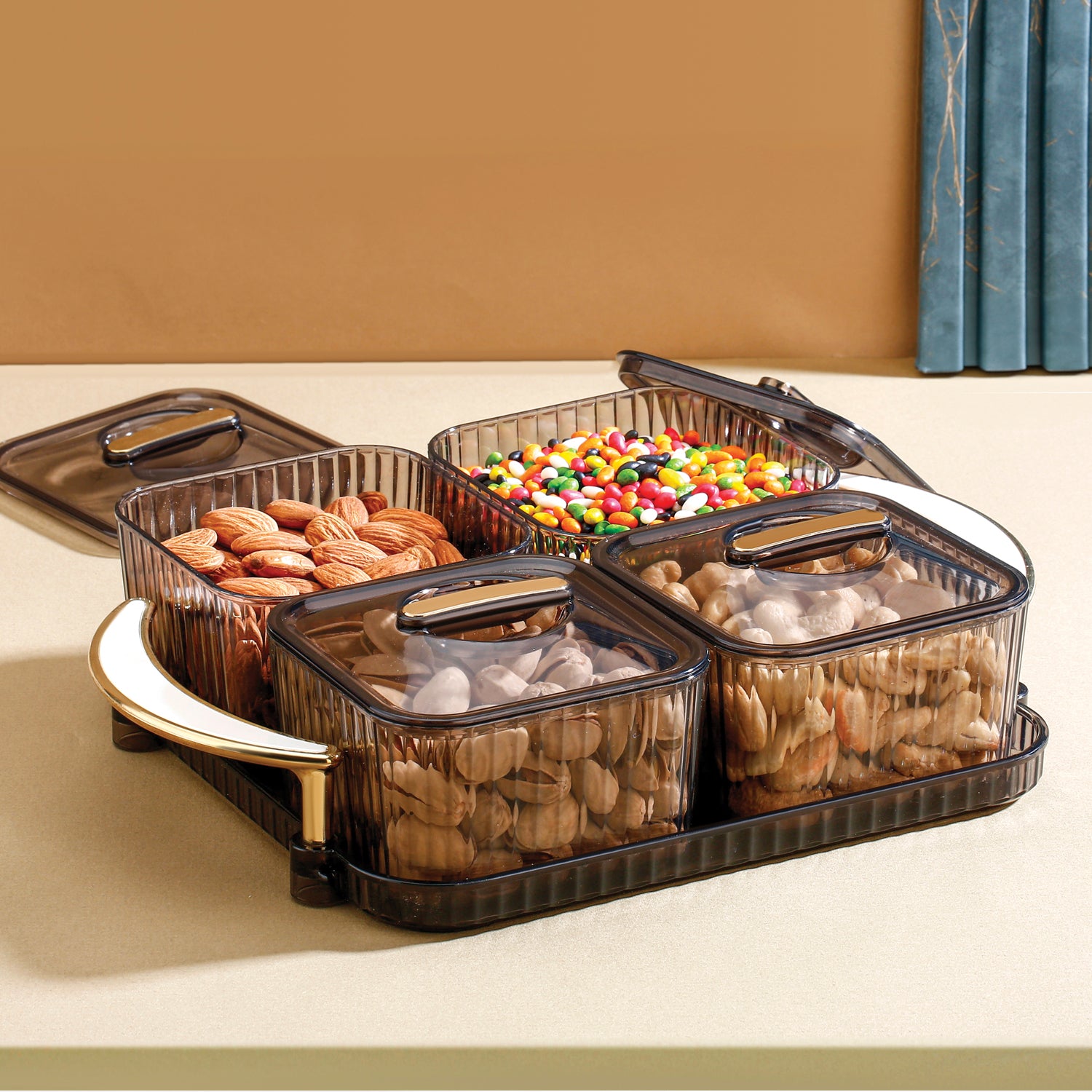 Luxury Delight 4-Piece Dry Fruit Storage Box Set – Elegant Design