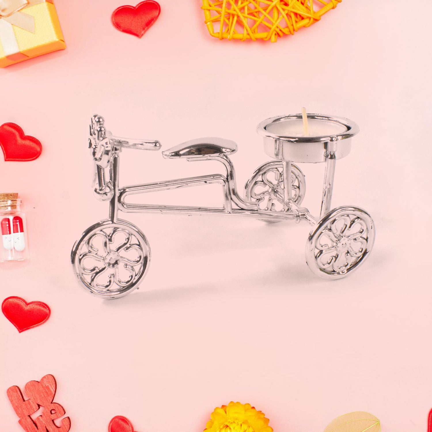 Cycle Tealight Candle Holder – Decorative Metal Candle Stand (1 Pc)