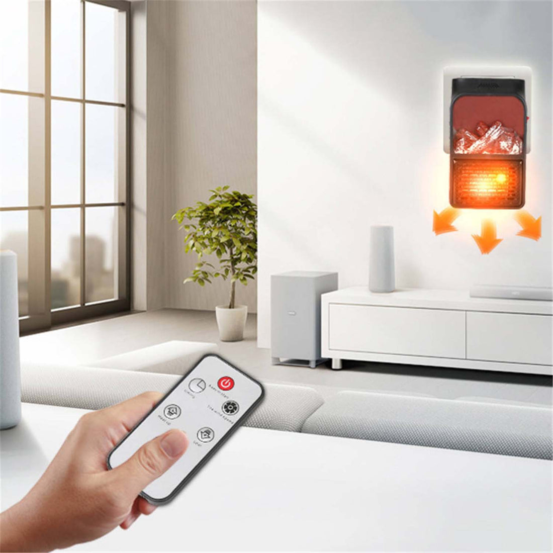 Compact Electric LED Fireplace Heater – Portable 1000W Flame Lamp