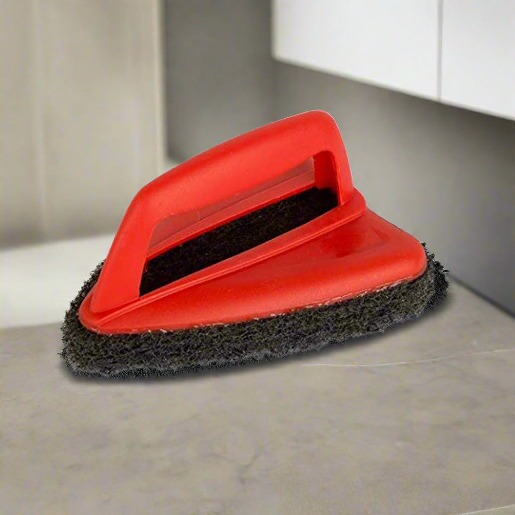 Bathroom Brush with Abrasive Scrubber for Deep Tile Cleaning