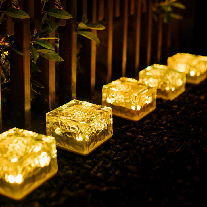 Solar Ice Cube Garden Light – Warm White LED for Outdoor Decor