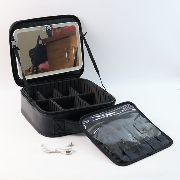 Black LED Light Premium Makeup Organizer Box – Stylish Storage (1 Pc)