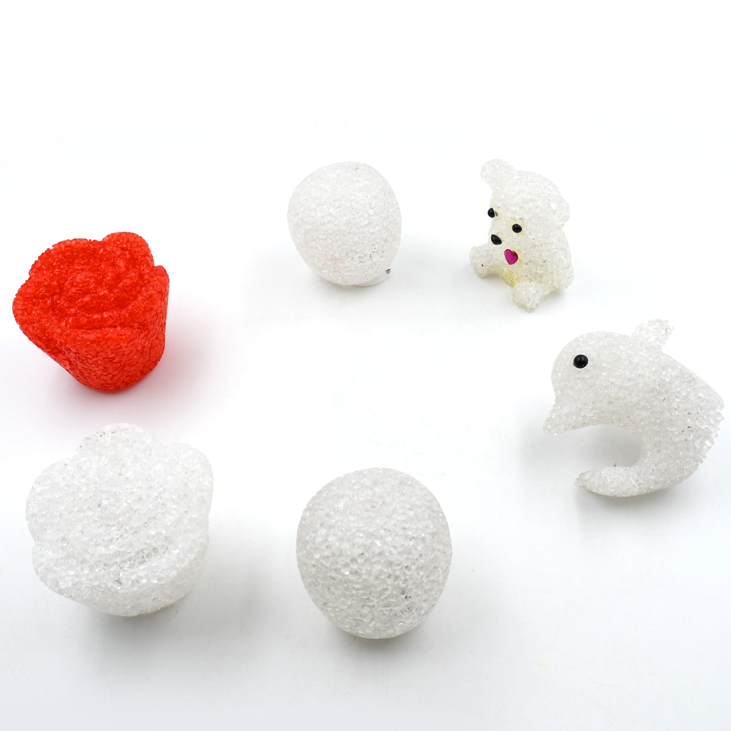 Multi-Shape LED Crystal Night Light Lamps – 6 Pc Set