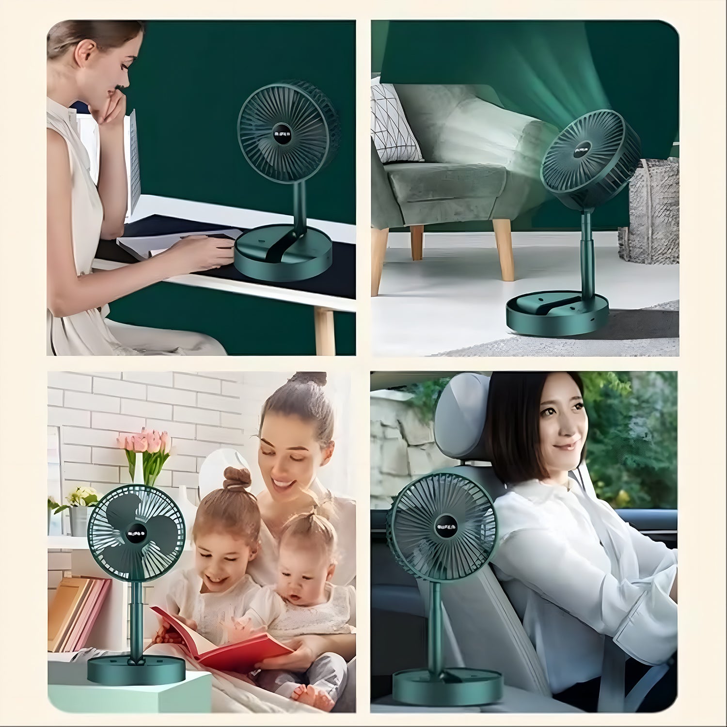 Telescopic Electric Desktop Fan – Adjustable, Foldable & Portable