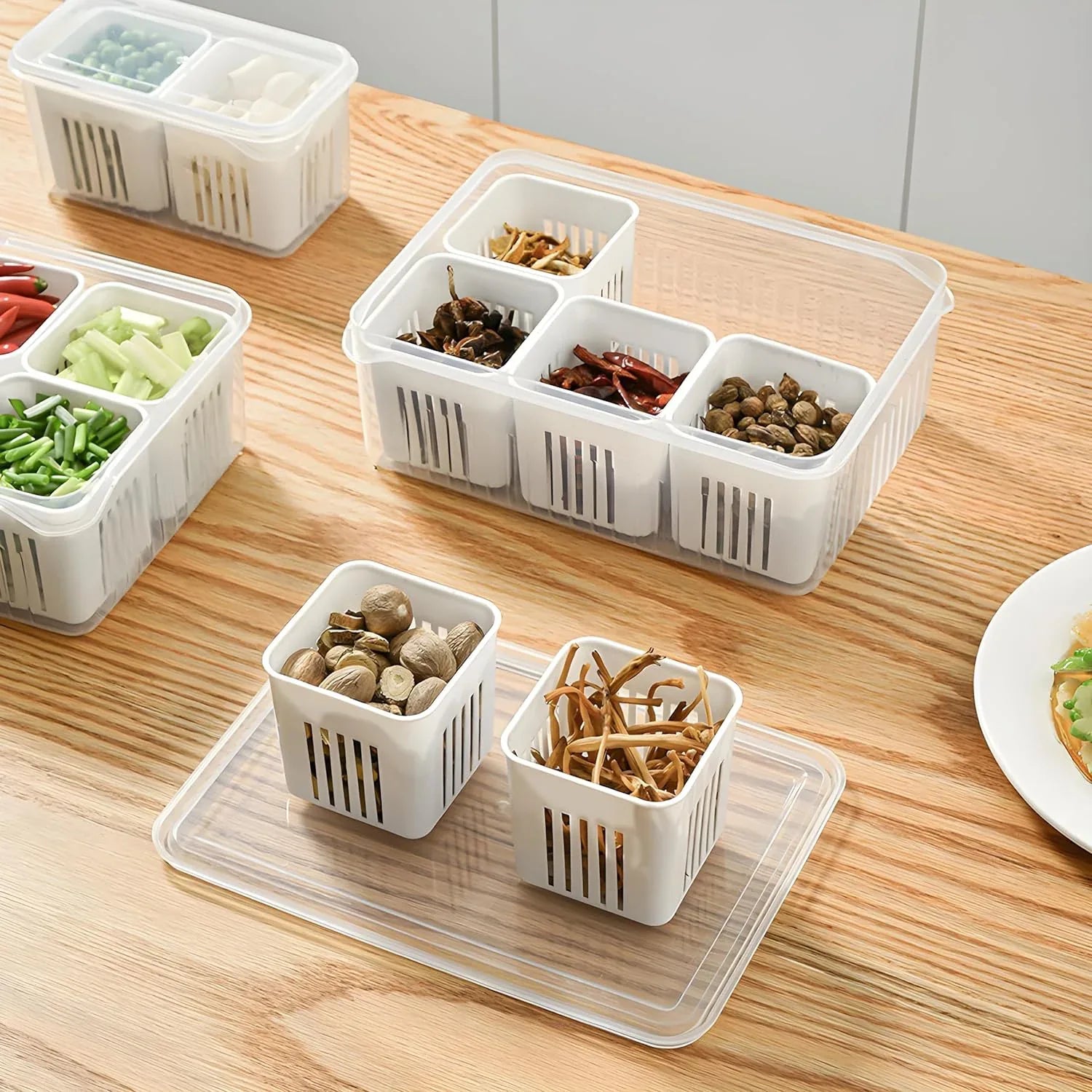 Fridge Storage Box with Drain Tray – Kitchen Organizer (1 Pc) - fiveend.com