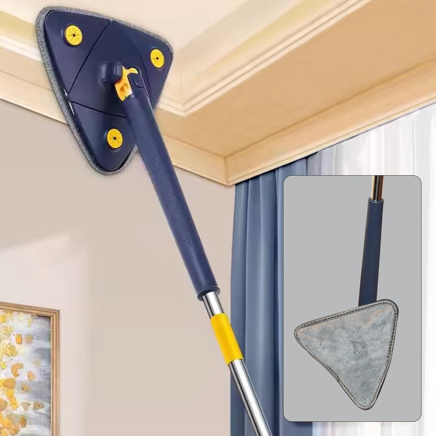 Rotatable Triangle Mop with Stainless Steel Handle – Dry & Wet Floor Cleaner