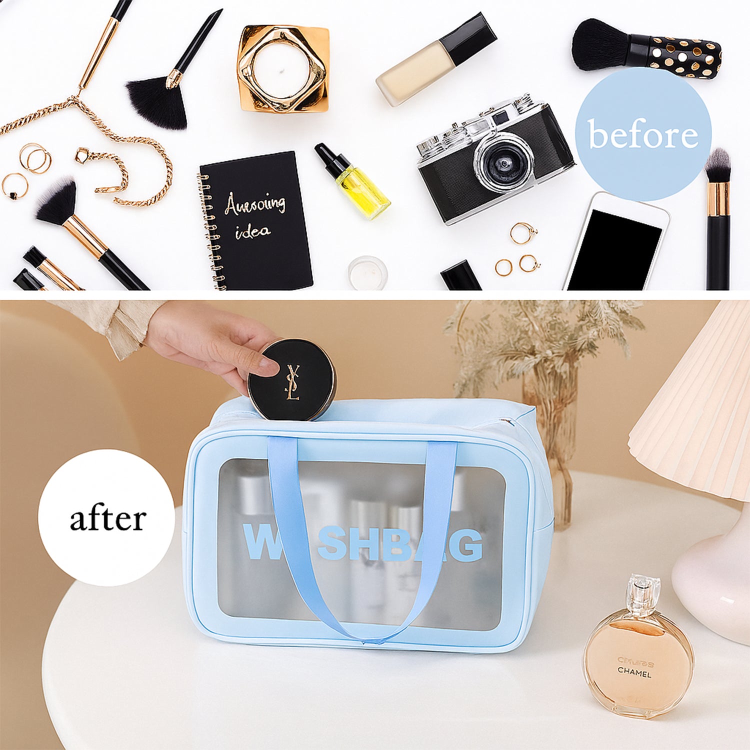 3-in-1 Waterproof Transparent Travel Toiletry Bag Set – Compact & Durable