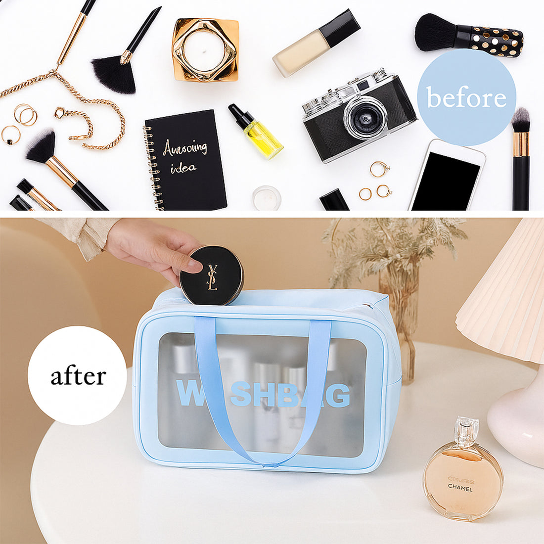 3-in-1 Waterproof Transparent Travel Toiletry Bag Set – Compact & Durable
