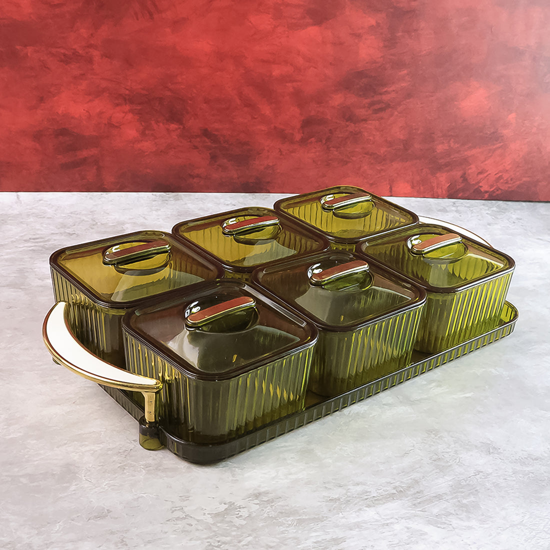 Liger Multipurpose Spice Jar Set with Tray & Lids - 400ml (6 Pc)