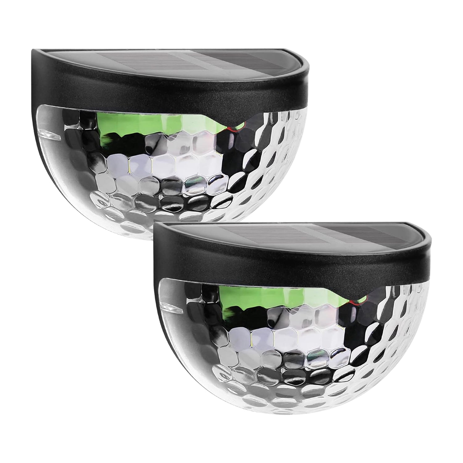 6 LED Solar Wall Mount Fence Lights with Honeycomb Shade Design – 2-Piece Set