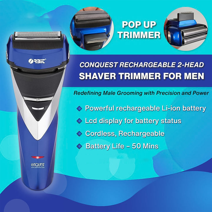 Orbit Rechargeable Electric Foil Shaver – 2-Head with Pop-Up Trimmer (1 Pc)