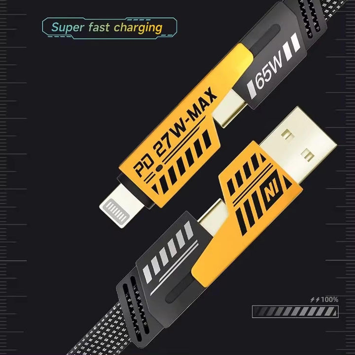4-in-1 Fast Charging Cable - USB-C to Type-C & Lightning (1 Pc)