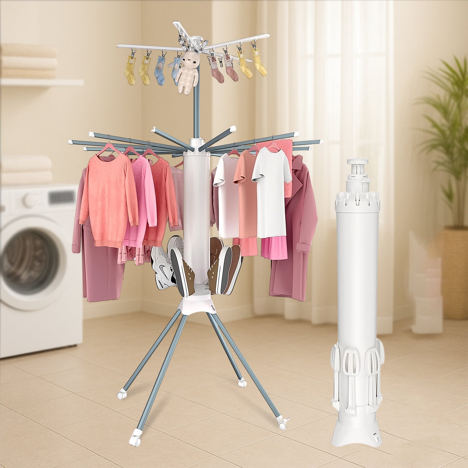 Multi-Layer Foldable Clothes Drying Rack Set - Space-Saving Design