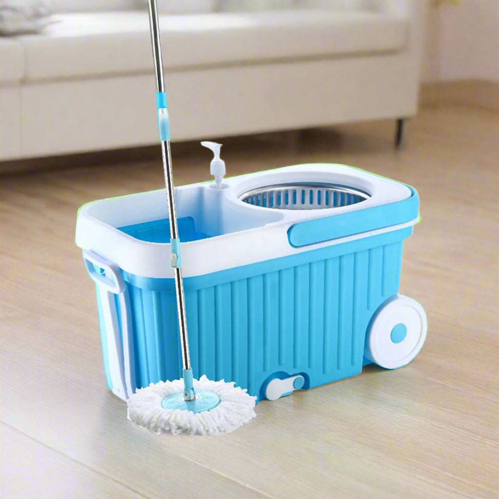 Spin Mop with Big Wheels & Auto Fold Handle – 360° Cleaning Mop