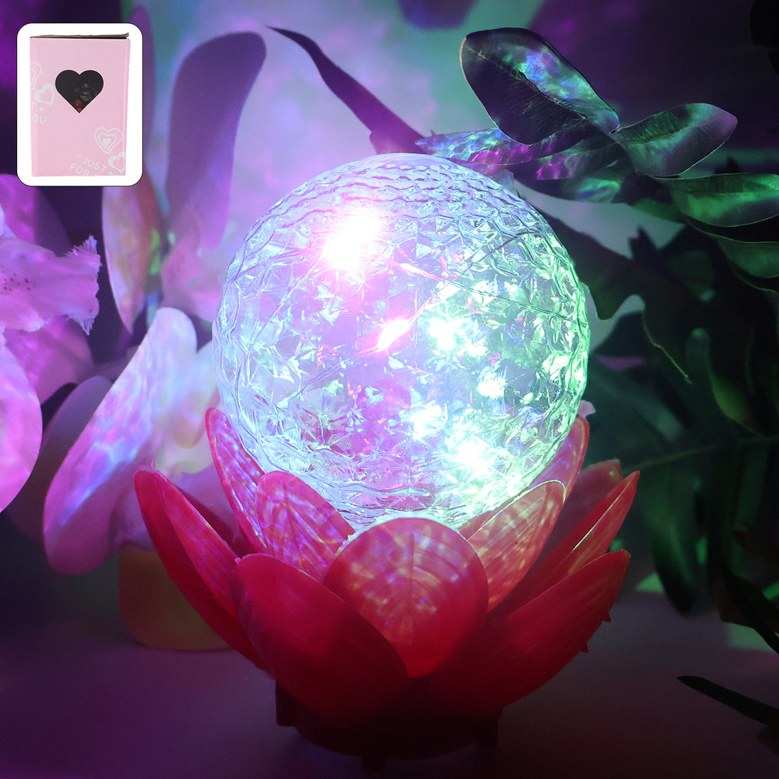 Crystal Ball Lotus LED Light – Elegant Decorative Lamp (1 Pc)